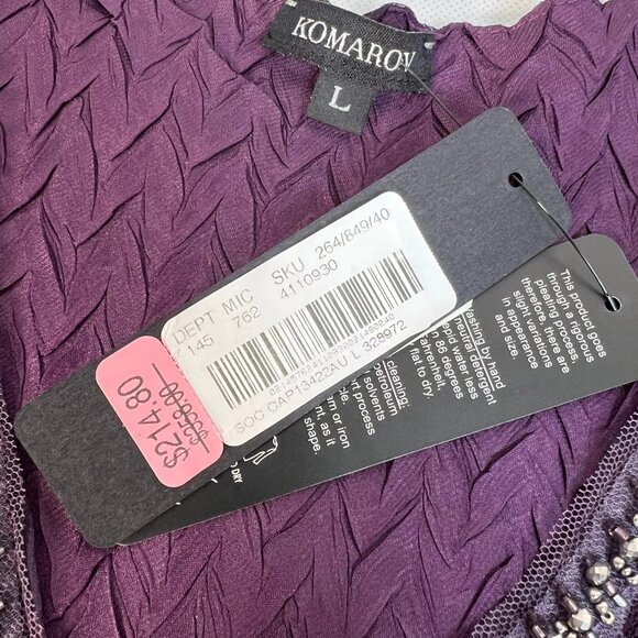 Komarov Womens Layered Purple V-Neck Tiered Chiffon Fit & Flare Dress Size L - Picture 7 of 16